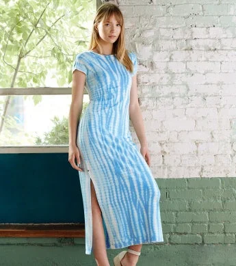 Hatley Blake Maxi Dress - Azure Tie Dye - S22ATL1550 - Azure Blue Stylish Button-Up Maxi Dress