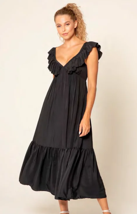 Lavender Brown Bianca Tiered Maxi Dress Comfortable Fitted Maxi Dress