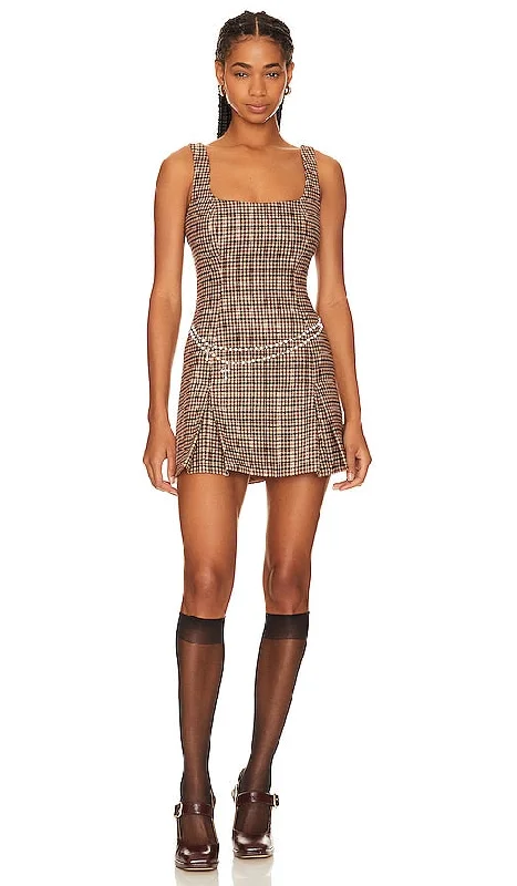 LOBA Alexandra Mini Dress in Brown Cozy Knitted Mini Dress