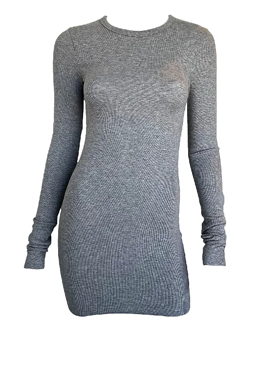 Long Sleeve Crewneck Mini Dress Classic Casual Mini Dress