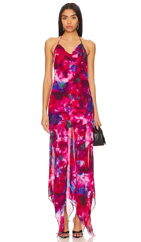 Lovers and Friends Phoenix Maxi Dress in Fuchsia Classic Solid Maxi Dress