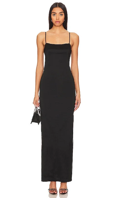 Lovers and Friends Ricky Maxi Dress in Black Comfortable Maxi Dress with Slits