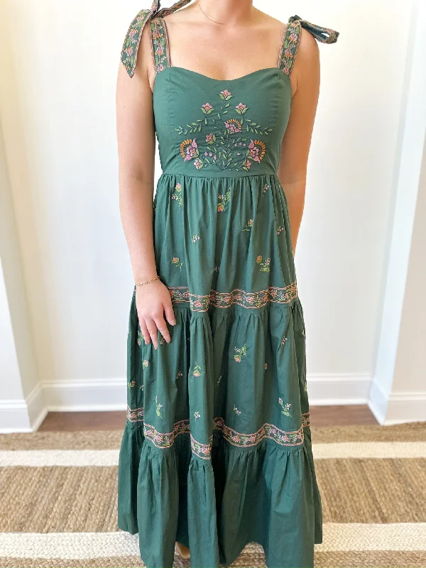 Mallory Green Maxi Dress Comfortable Cotton Maxi Dress