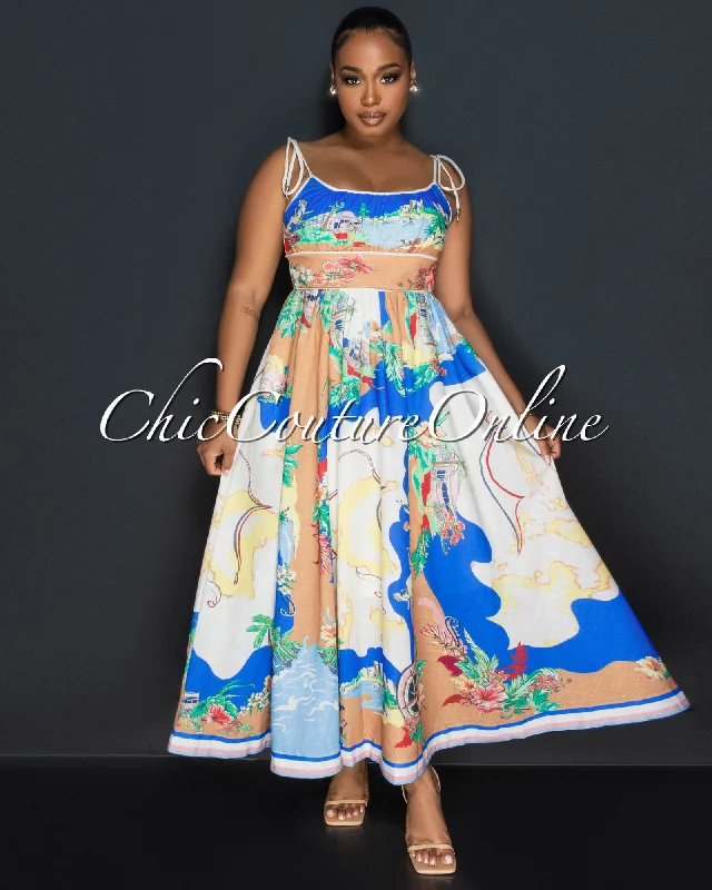 Mathew Multi-Color Print Maxi Dress Elegant Velvet Maxi Dress