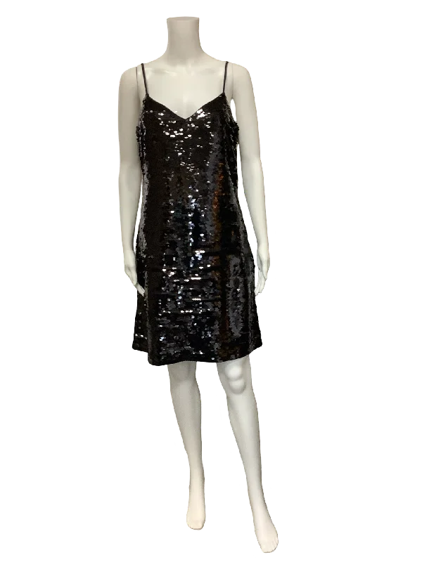 Michael Kors Sequin Mini Dress Black Size: M Fashionable Mini Dress with Slits