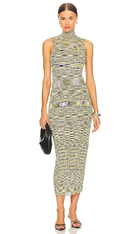 Missoni Sleeveless Maxi Dress in Green Cozy Ruffle Sleeve Maxi Dress