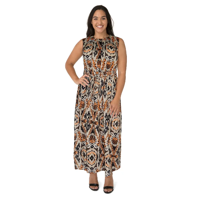 mySTYLE Women's Plus Festival Cut-Out Back Maxi Dress Chic Button-Up Maxi Dress