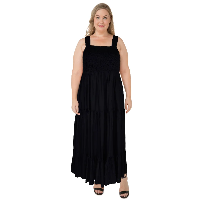 mySTYLE Women's Plus Festival Tiered Maxi Dress Cozy Knit Maxi Dress