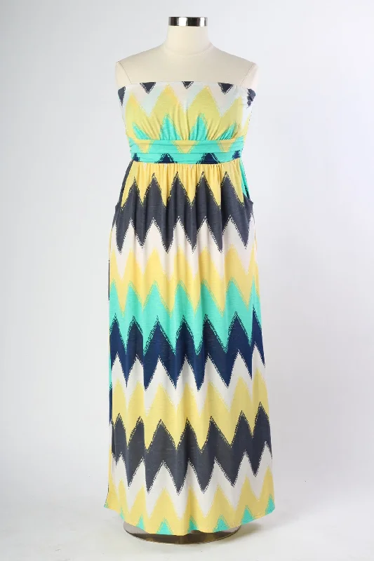 Nautical Maxi Dress - Yellow Classic Strapless Maxi Dress