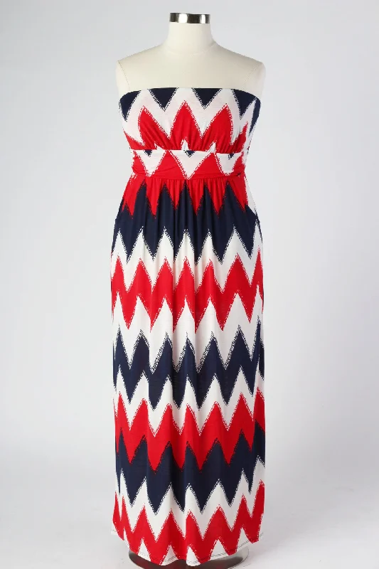 Nautical Maxi Dress - Red Stylish Longline Maxi Dress