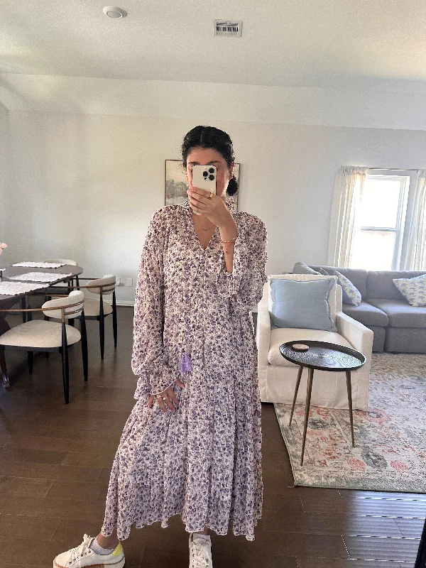 Purple Haze Maxi Dress Trendy Button Front Maxi Dress