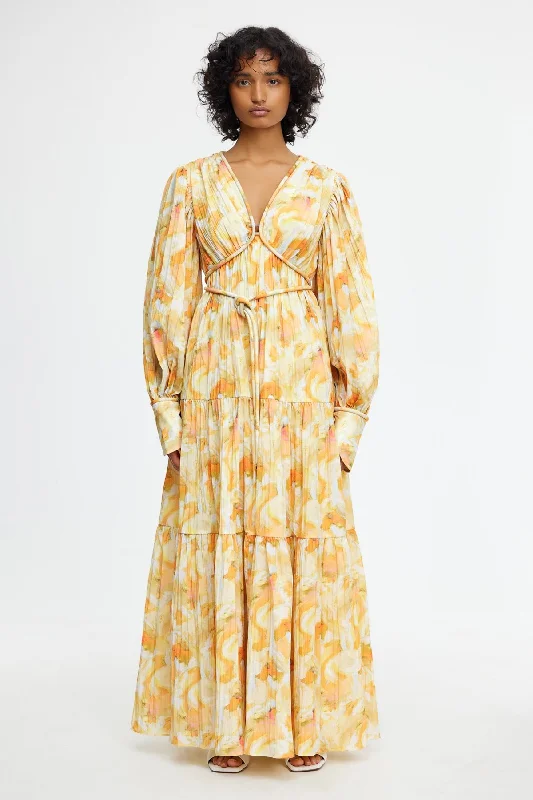 REDFORD MAXI DRESS Cozy Ruffle Sleeve Maxi Dress