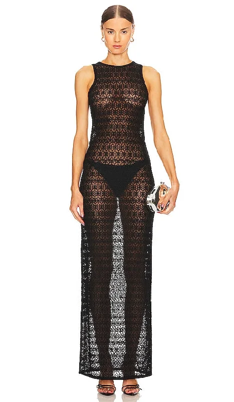 RTA Embroidered Maxi Dress in Black Comfortable T-Shirt Maxi Dress