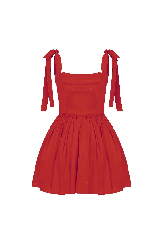 Sibby Mini Dress in Rouge Cozy Satin Mini Dress