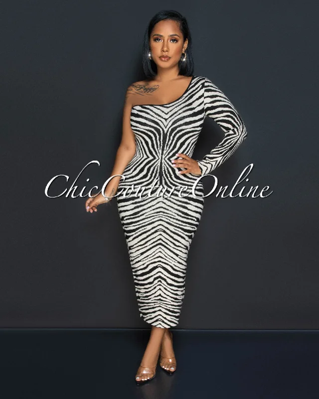 Sophia Black Nude Print Knit Single Long Sleeve Maxi Dress Cozy Longline Maxi Dress