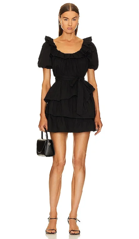 Tularosa Christa Mini Dress in Black Stylish Short Sleeve Mini Dress