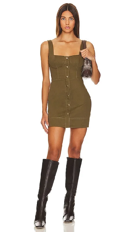 Tularosa Hadley Mini Dress in Olive Elegant Sequin Mini Dress