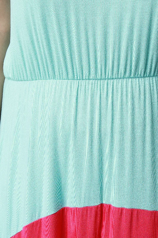 Jersey Knit Striped V-Neck Sleeveless Maxi Dress Elegant Maxi Dress with Ruffles
