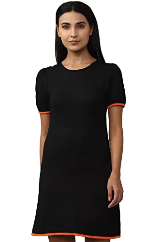 Van Heusen Women's Viscose Classic Mini Dress (Black) Comfortable Casual Mini Dress