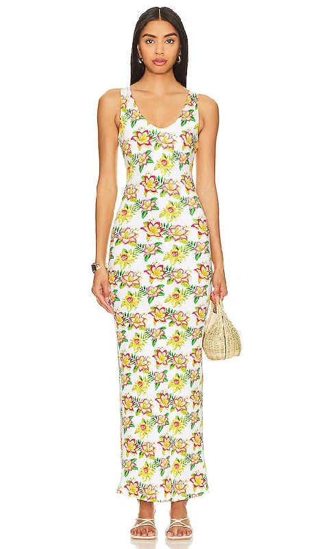 VDM Dayna Maxi Dress in White,Green Elegant Tiered Maxi Dress