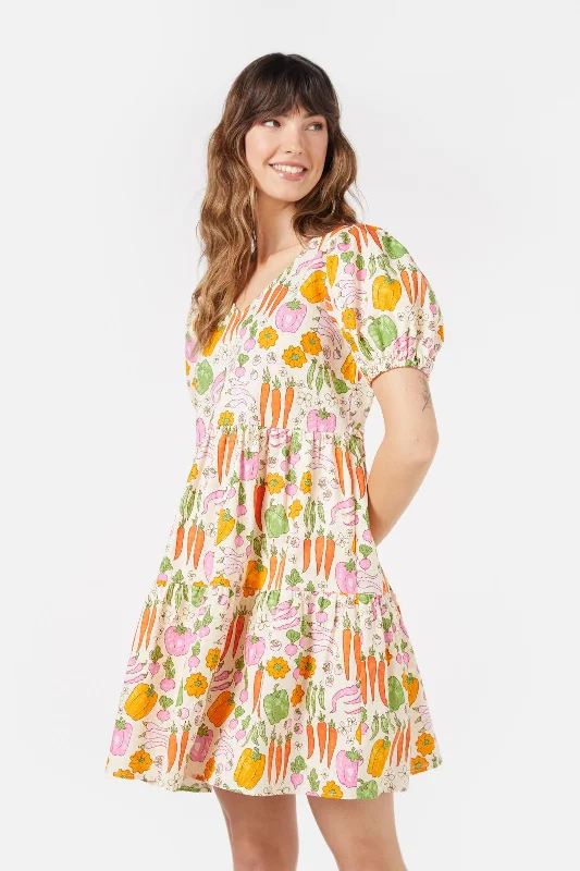 Veggie Patch Mini Dress Fashionable Button-Front Mini Dress