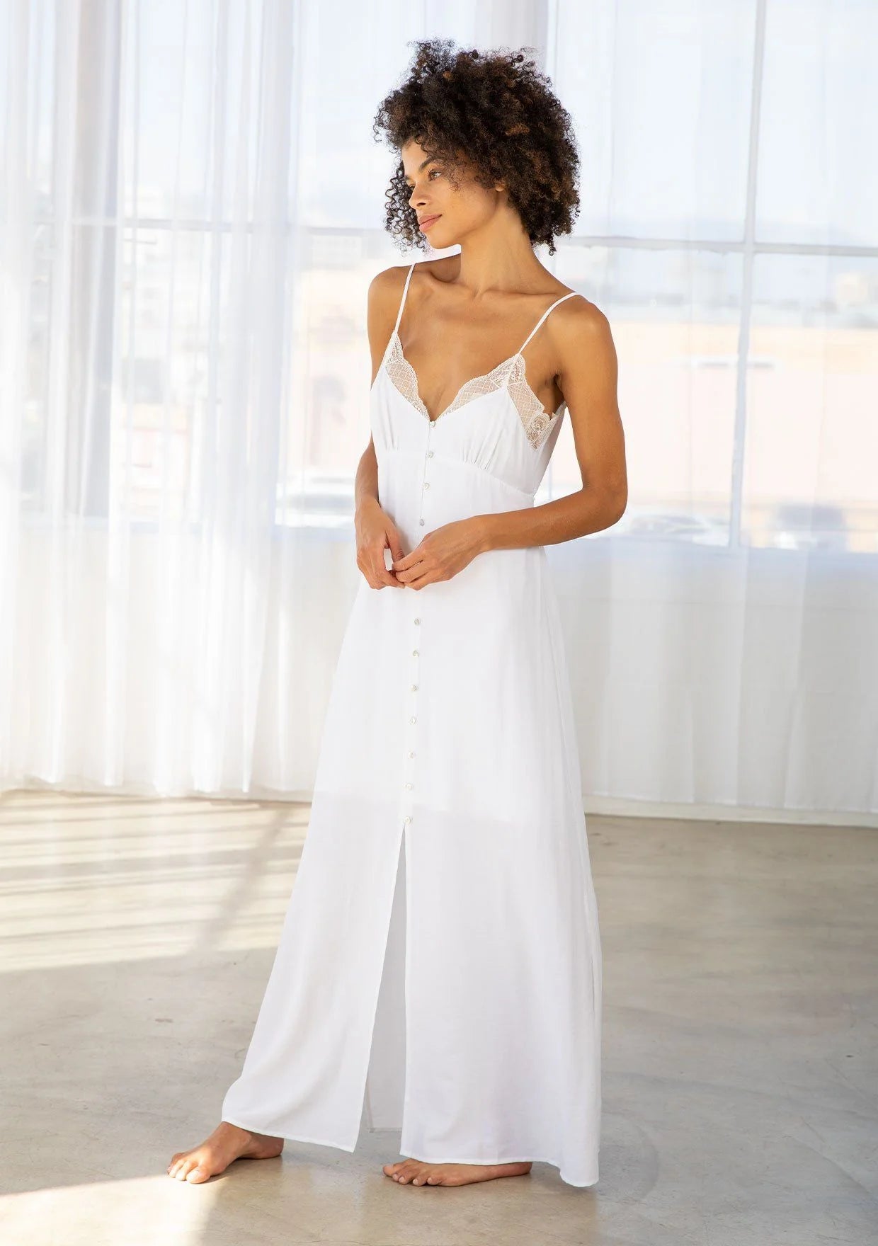 Women boho slip maxi dress Fashionable Button-Down Maxi Dress