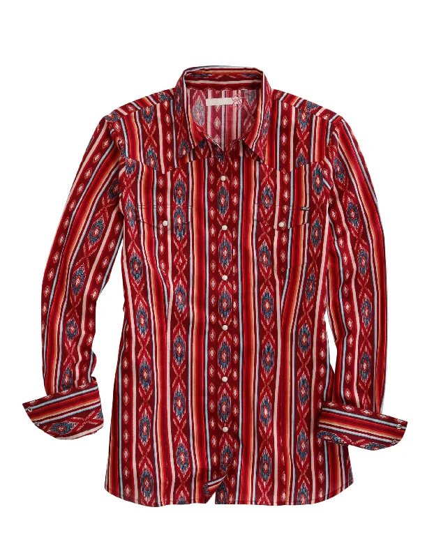 WOMENS LONG SLEEVE SNAP AZTEC STRIPE PRINT WESTERN SHIRT Modern Contemporary Chic