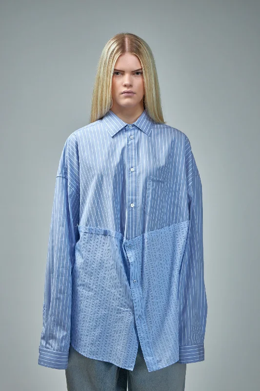 Cut Up Oversized Shirt Welt Pockets Slit Pockets Flap Pockets