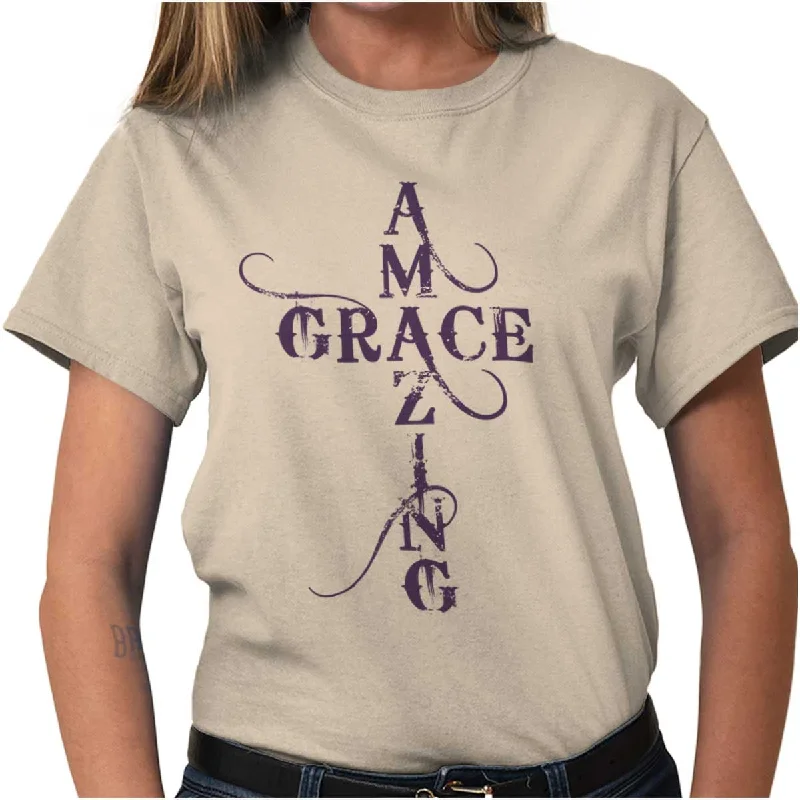 Amazing Grace Script T Shirt Houndstooth Herringbone Solid
