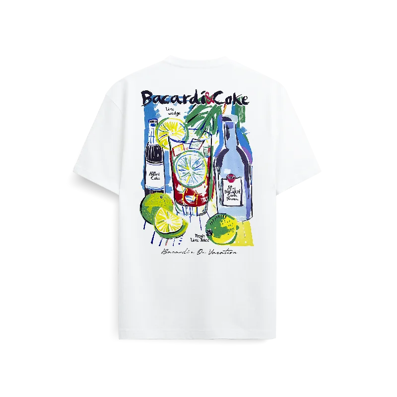 BACARDÍ x On Vacation - BACARDÍ & Coke T-Shirt - White Lace Blend Ribbed Blend Corduroy Blend