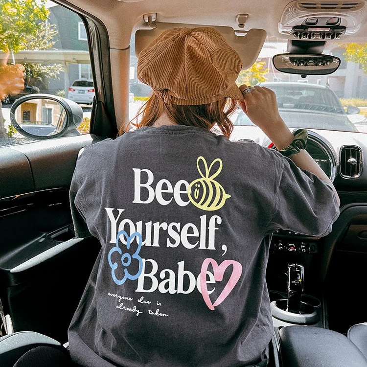 Bee Yourself, Babe Heavyweight Tee Houndstooth Herringbone Solid