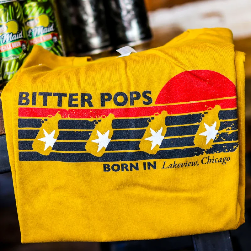 Bitter Pops Unisex T-Shirt Mustard Retro Growler Hooded Caped Shawl Collar