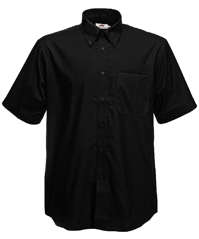 Black - Oxford short sleeve shirt Terry Blend Velvet Blend Canvas Blend