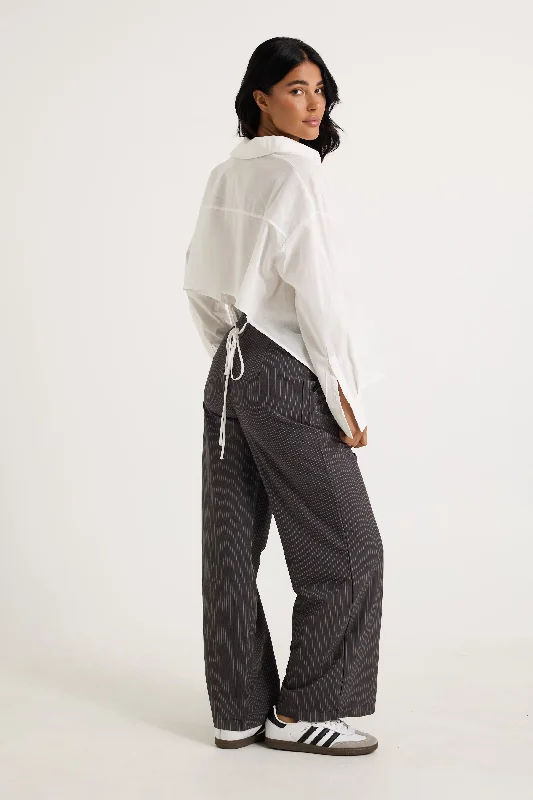 Cassandra Shirt White Denim Fabric Leather Fabric Suede Fabric