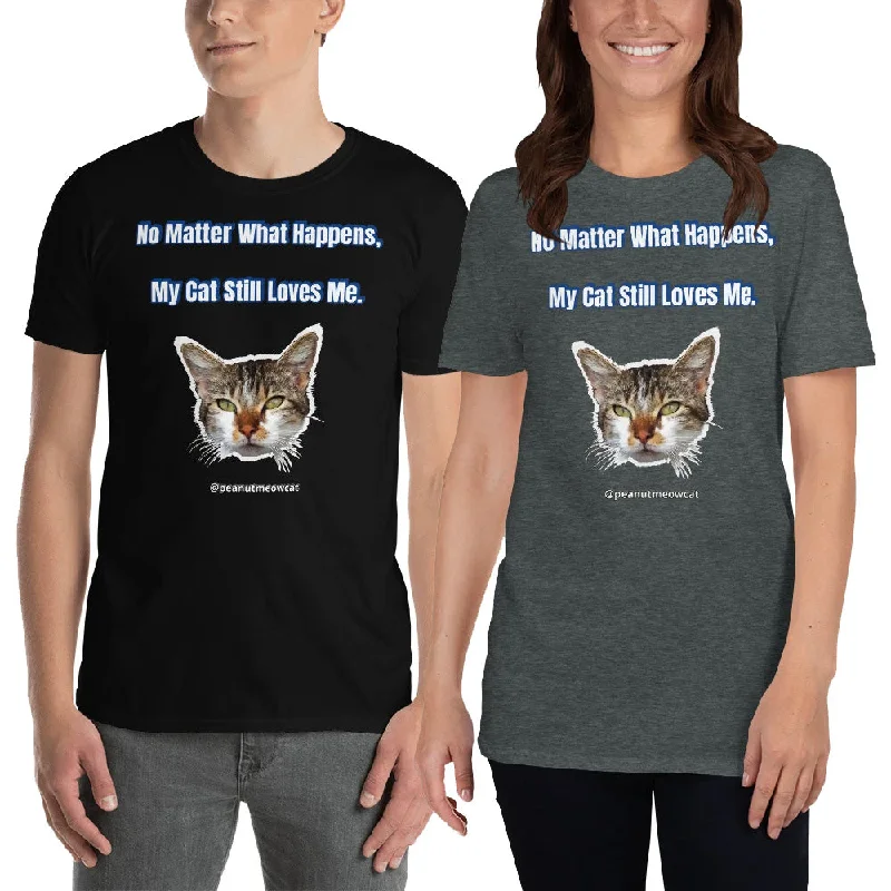 Cat Short-Sleeve Tee, Unisex T-Shirt, Cute Cat Tee Shirt-Printed in USA/EU (US Size: S-3XL) Collared Crew Neck Turtle Neck