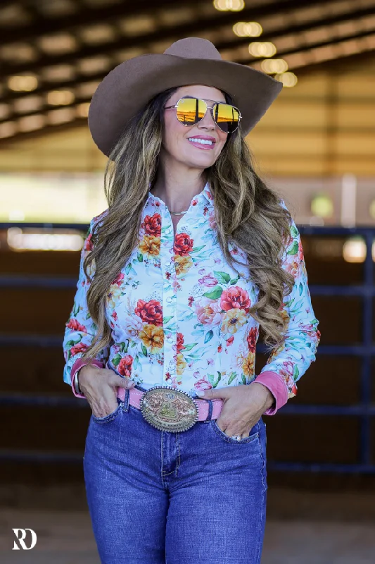 CHARLOTTE FULL PERFORMANCE RODEO SHIRT Striped Floral Plaid