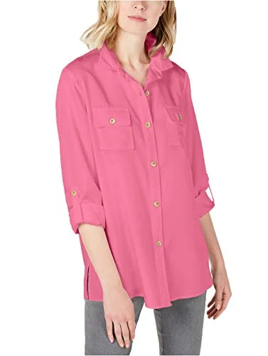 Charter Club Utility Shirt (Pink Gemstone, XS) Real Fur Shearling Chenille