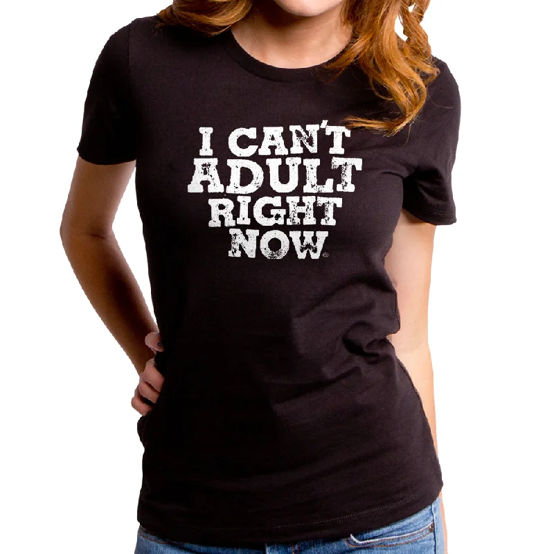 I Can't Adult Women's T-Shirt Ribbed Striped Patterned