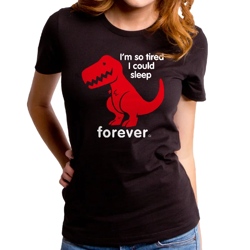 Sleep Forever Dino Women's T-Shirt Asymmetrical Pockets Print