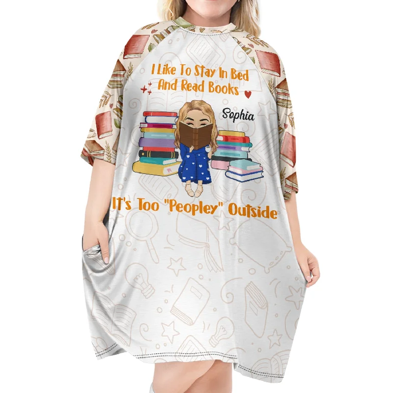 I Like To Stay In Bed And Read Books - Gift For Book Lovers, Reading Lovers - Personalized Women's Sleep Tee Casual Formal Business
