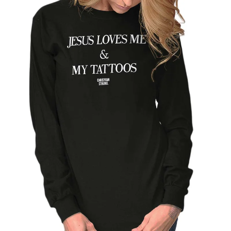 Jesus Loves My Tattoos Long Sleeve T-shirt Zippered Front Buttoned Front Snap Front