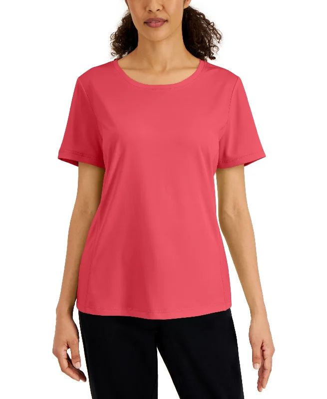 Karen Scott Womens Short Sleeve Solid Knit T-Shirt Anti-Pilling Machine Wash Handmade