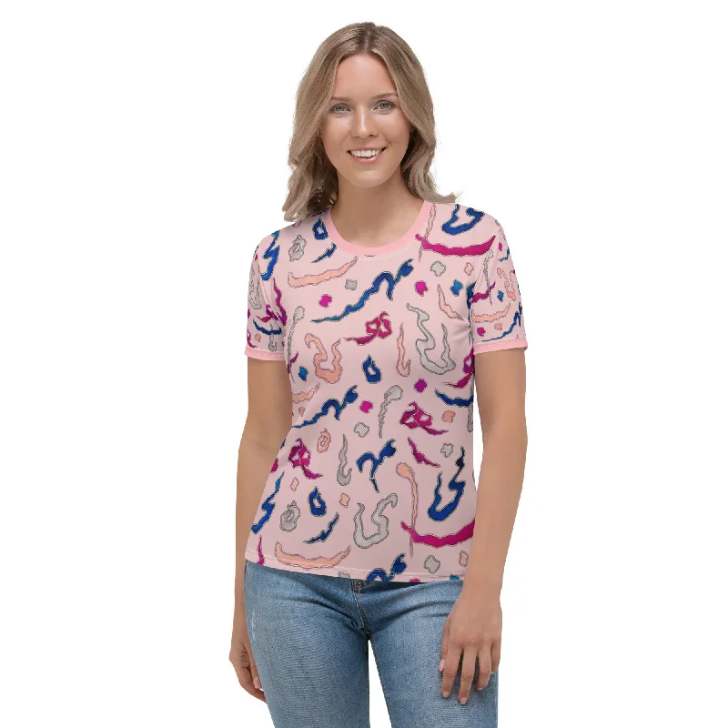 Kindness 2 | Women's Crew Neck T-Shirt Zippered Buttoned Snapped
