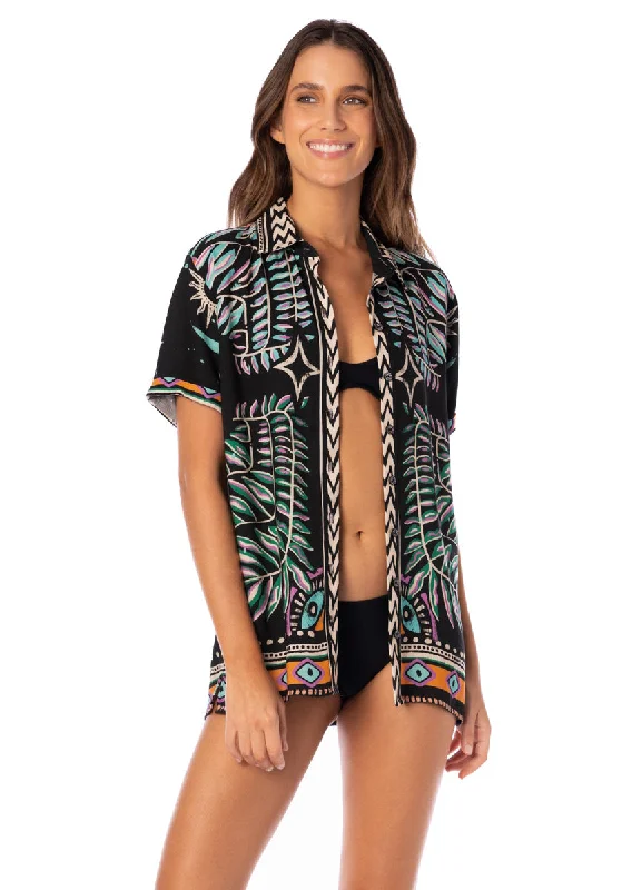 Maaji Jaguar Jungle Saona Long Shirt Asymmetrical Pockets Print
