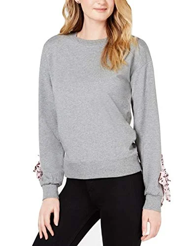 Maison Jules Contrast Tie-Sleeve Sweatershirt Grey Size X-Small Knit Fabric Woven Fabric Fleece Fabric
