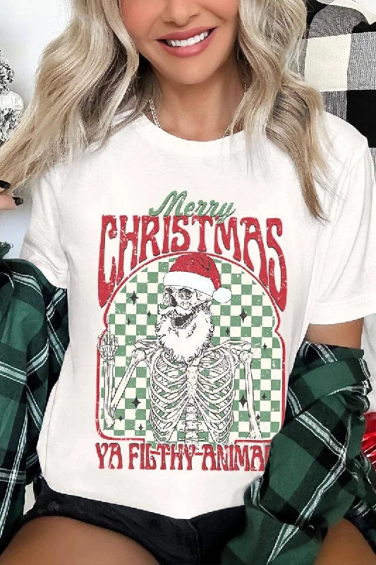 Merry Christmas Ya Filthy Animal Graphic Tee Graphic T-Shirt Round Neck Polyester