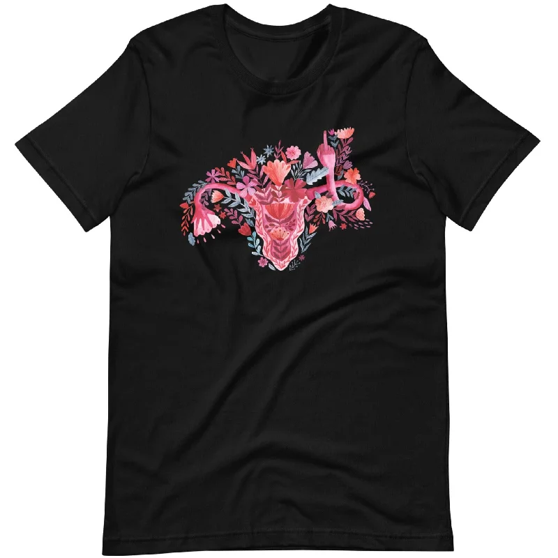 Middle Finger Watercolor Uterus -- Unisex T-Shirt Satin Blend Silk Blend Wool Blend