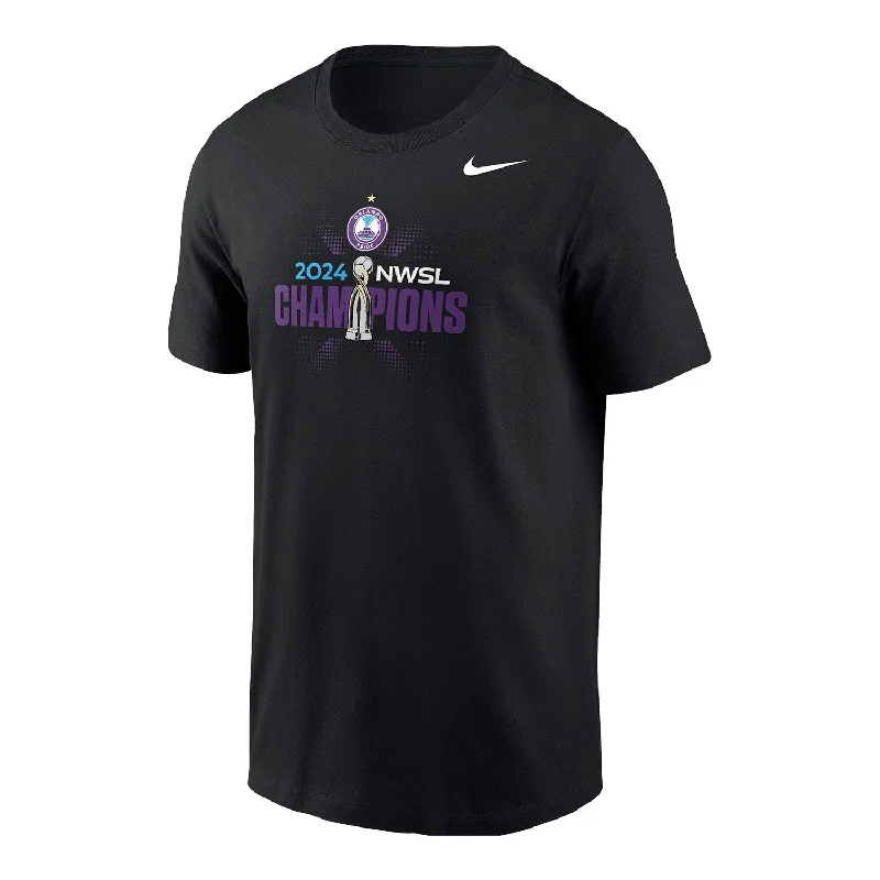 Unisex Nike 2024 NWSL Orlando Pride Champions Black Tee Ribbed T-Shirt High Neck Heavyweight