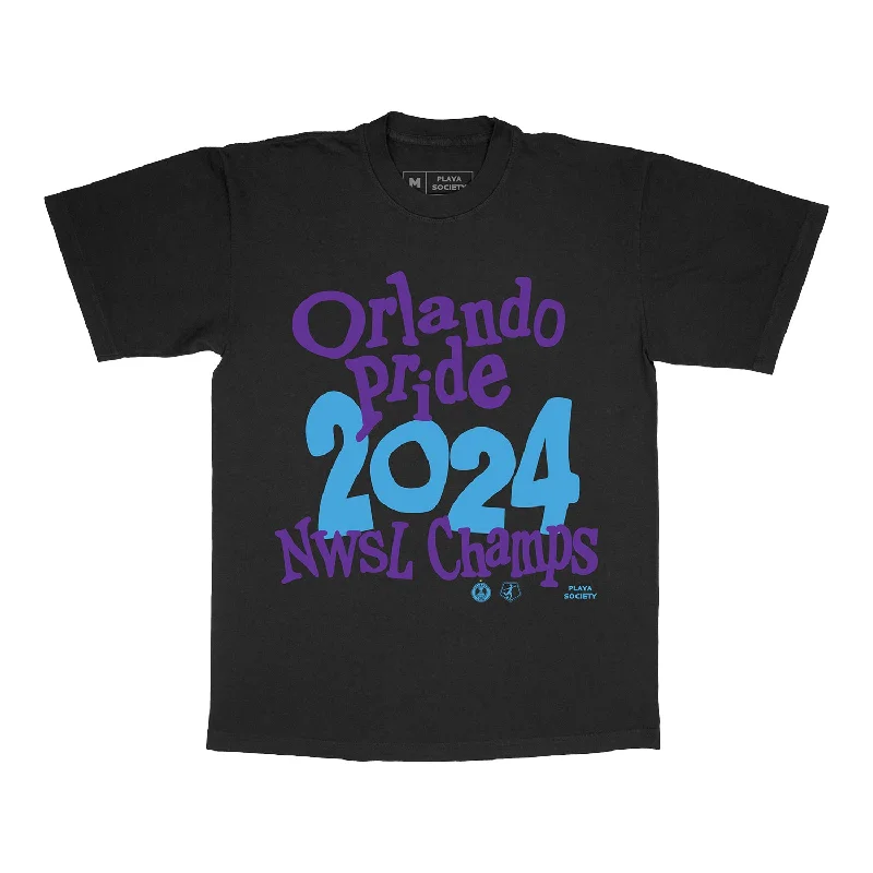 Unisex Playa Society 2024 NWSL Orlando Pride Champions Black Tee Lace Blend Ribbed Blend Corduroy Blend
