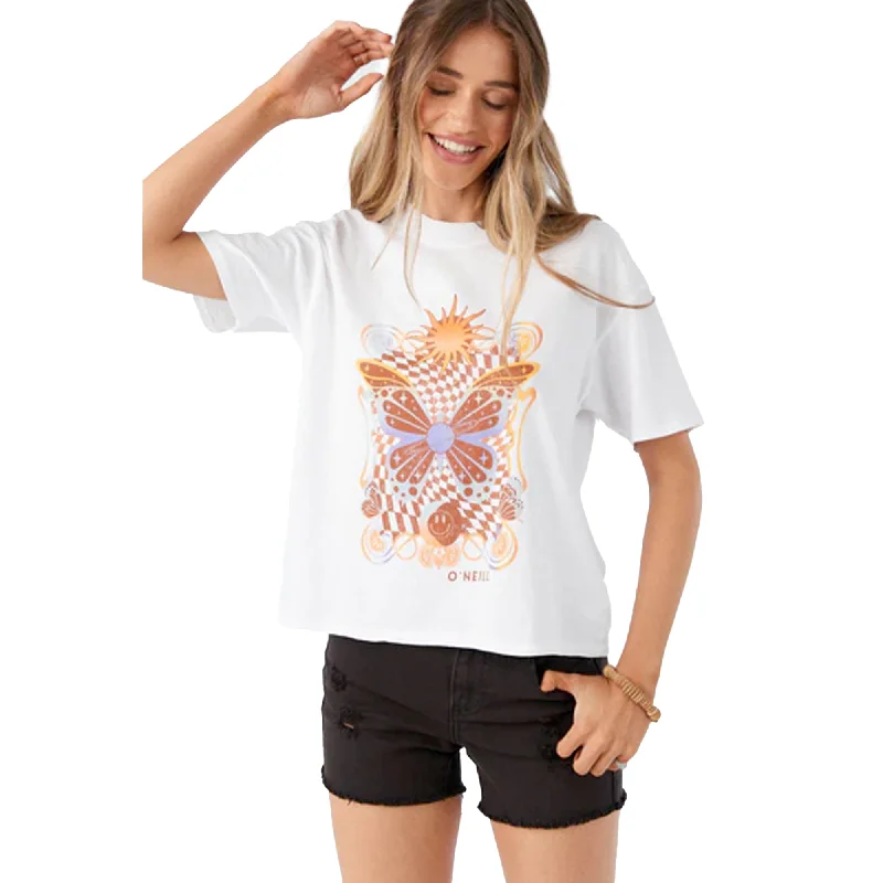 O'Neill Seeker Women's S/S T-Shirt - White Print Jacquard Patchwork